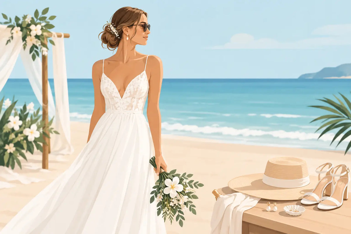 Brautkleid für Strandtrauung richtig stylen