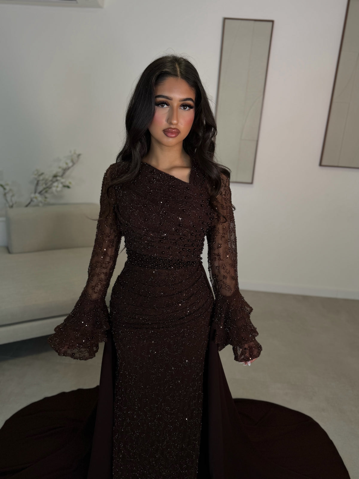 Haute Couture Aliva dress brown