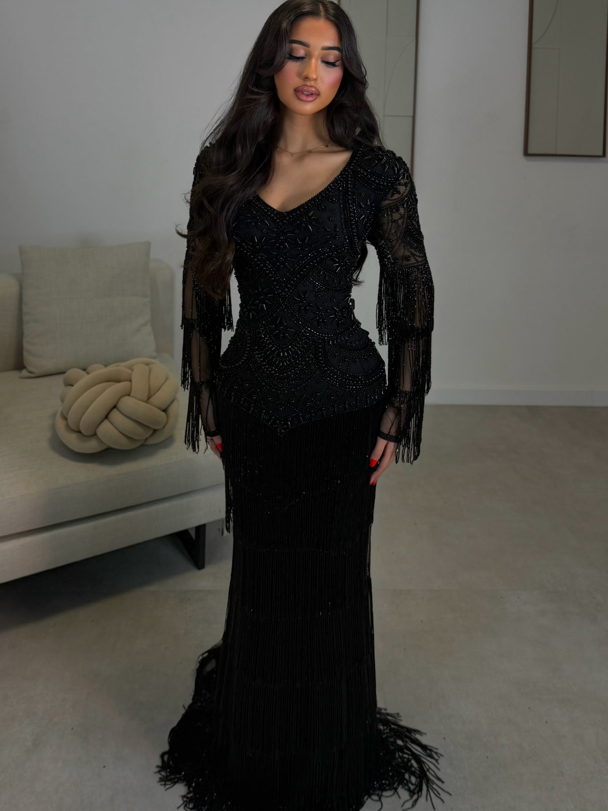 yiiya black evening dress Haute Couture adelya Pattern Type High Neck Contrast Piping Size:UK11 / EU45 / US12 pair:margaux-crystal-tennis-bracelet-rose-gold