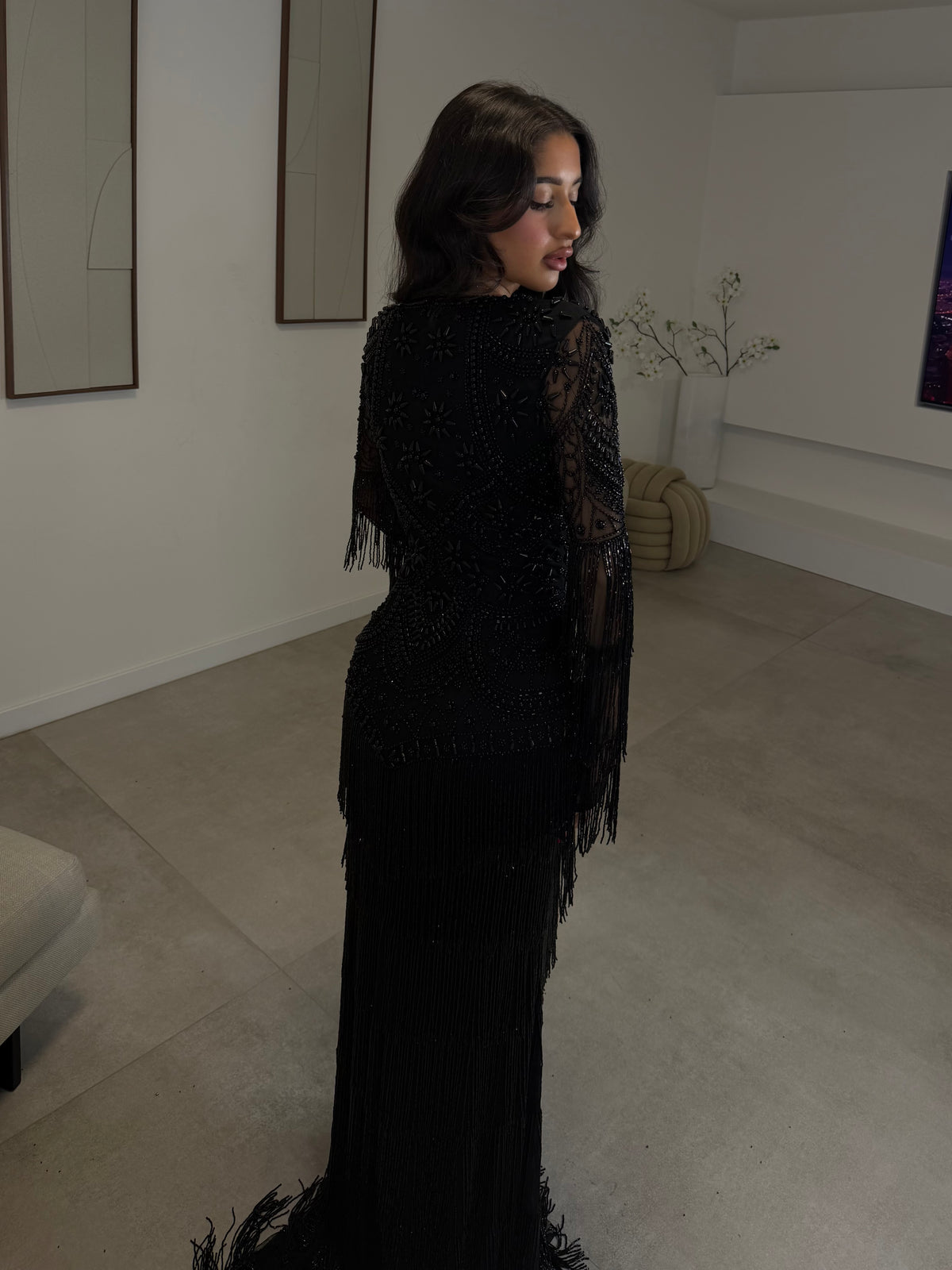yiiya black evening dress Haute Couture adelya Color:DEEP BLUE lx-WDRS555 its yiiya HAL BLACK LONG SLEEVE