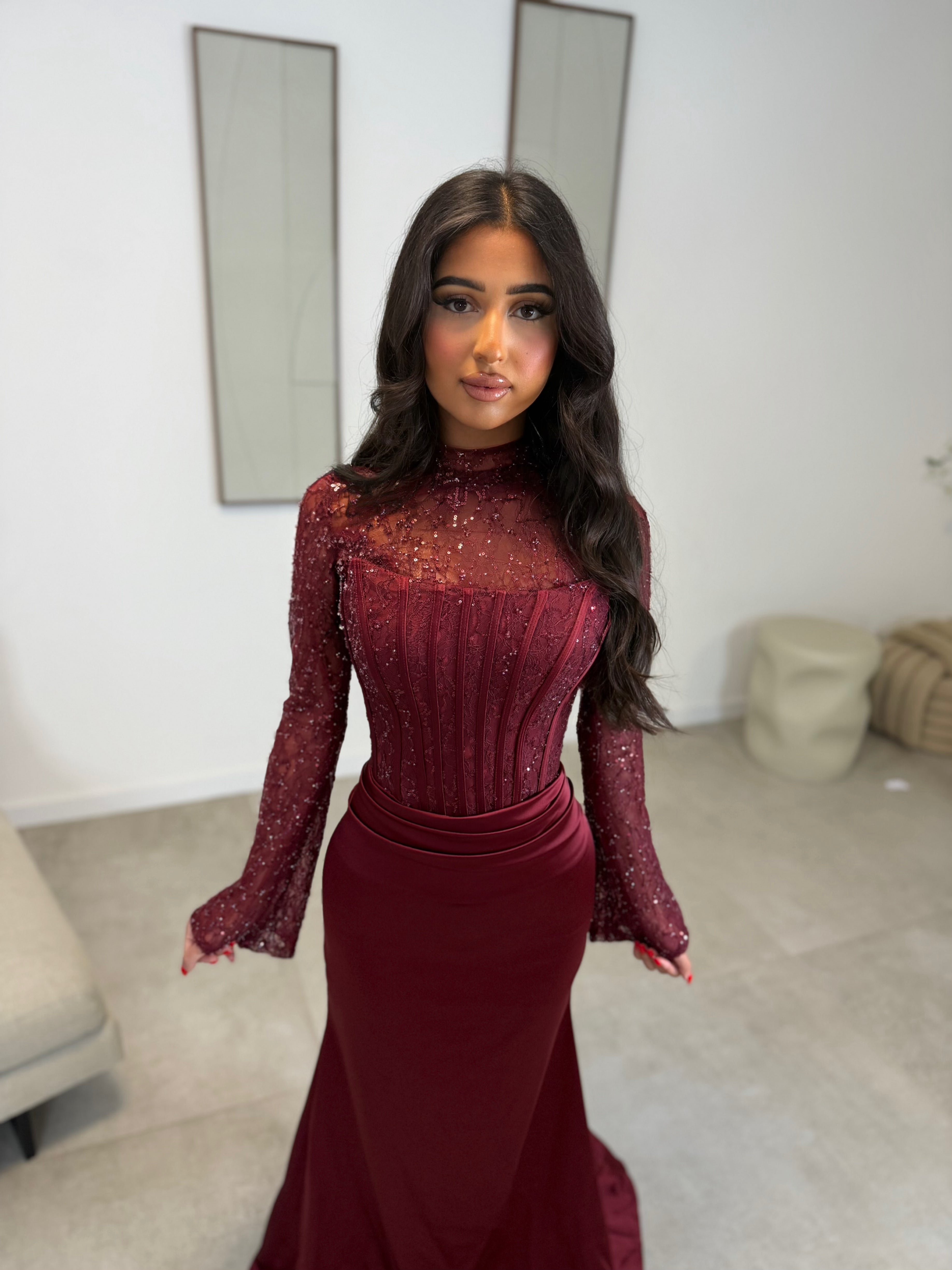 Alina dress burgundy