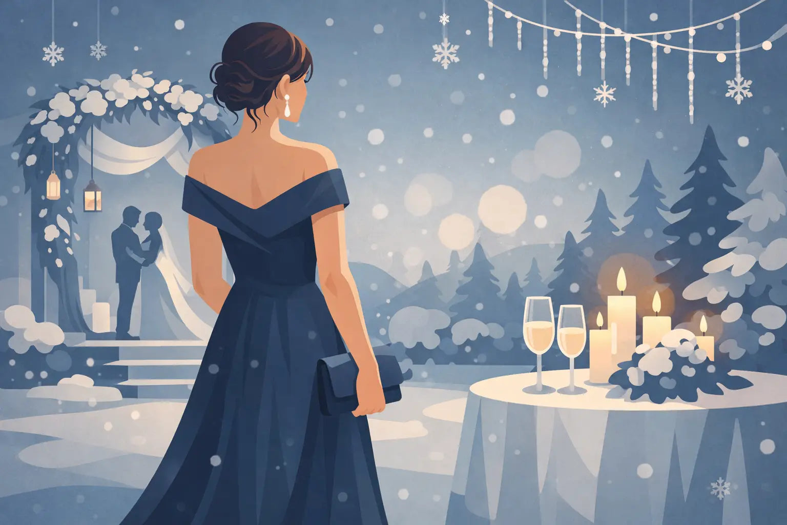 Abendkleid für Winterhochzeit stylen