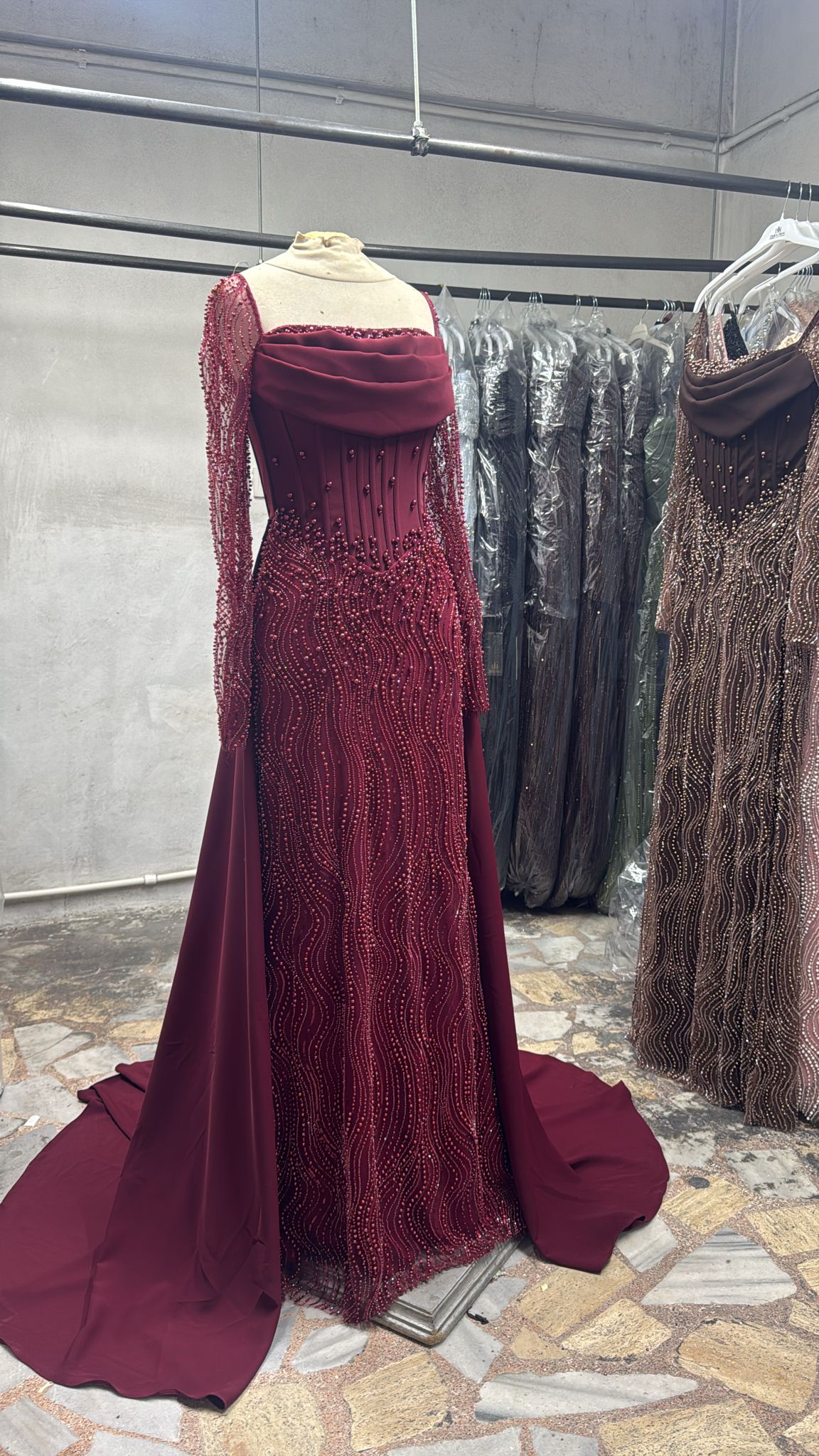 Premium Berina  dress Burgundy