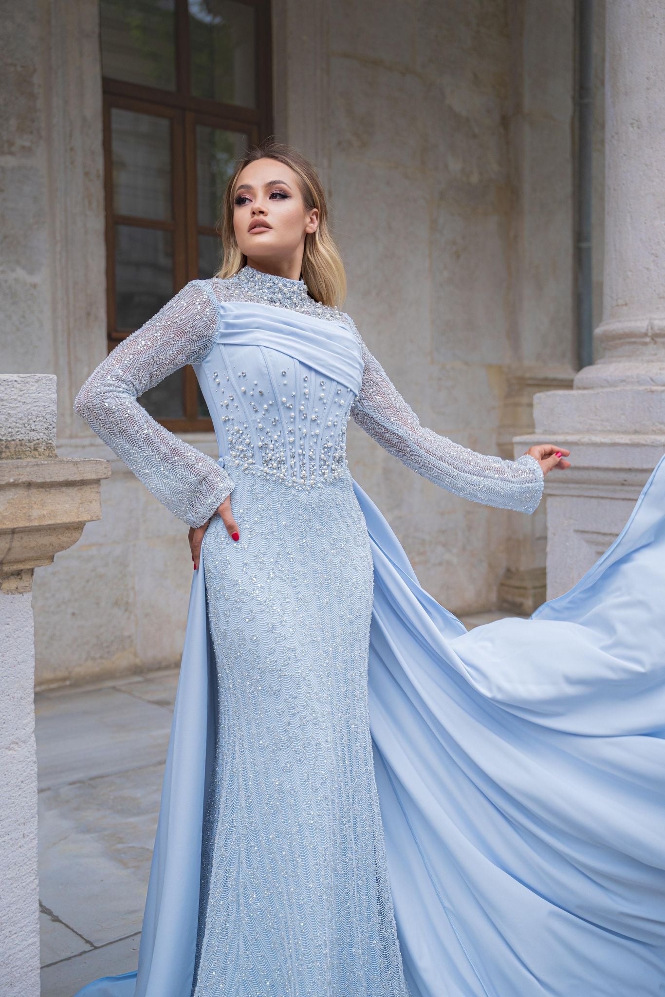 Haute Couture Doa dress 34/42 baby blue
