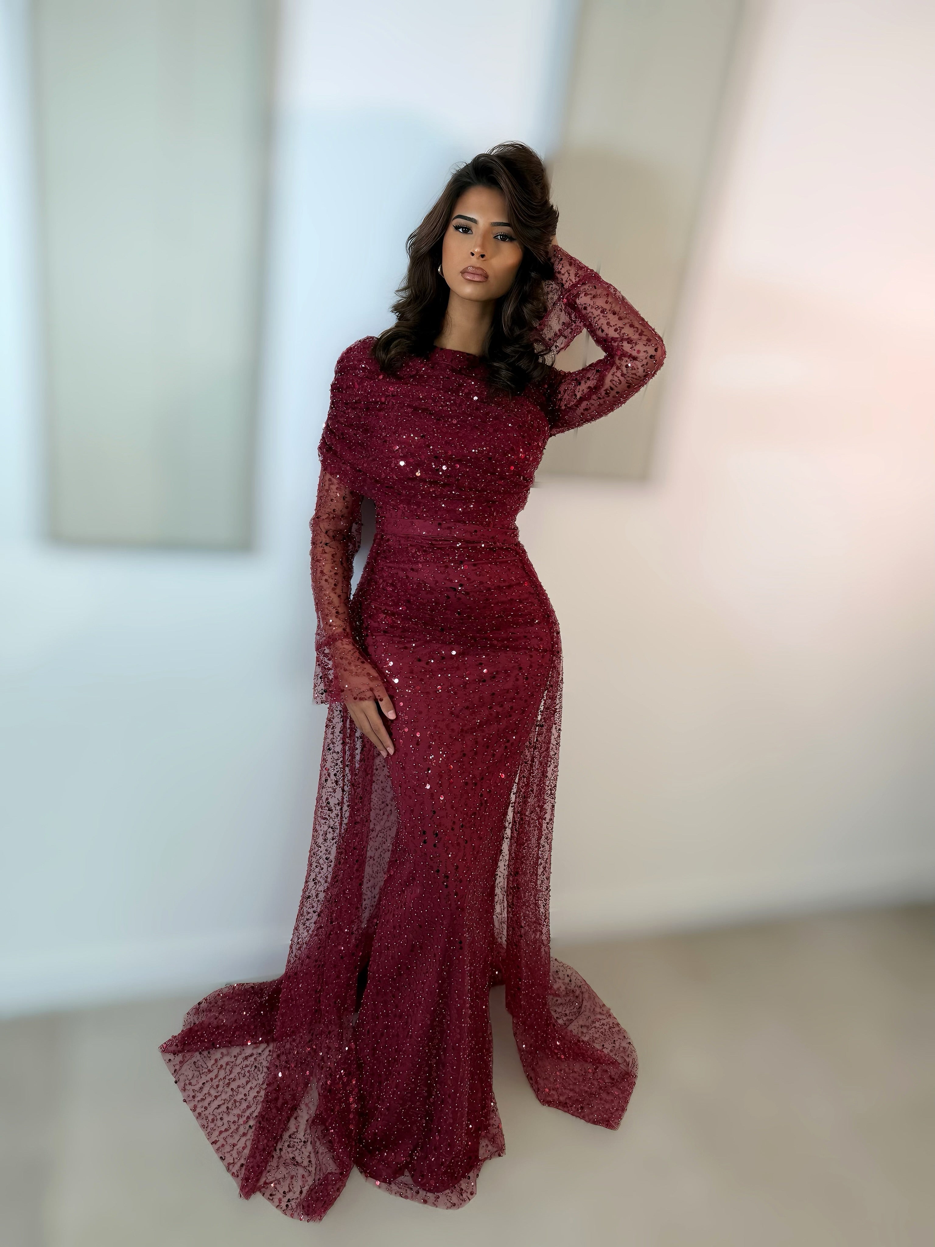 The Beyza Dress burgundy