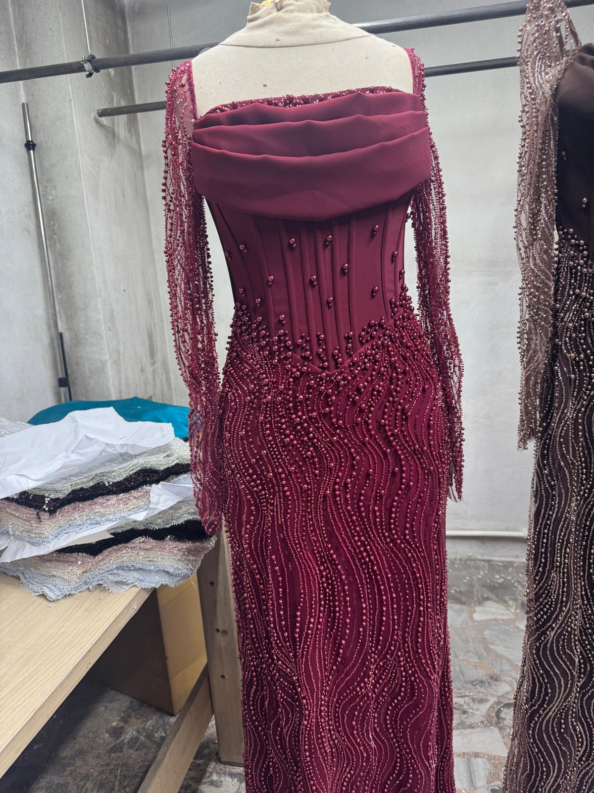 Premium Berina  dress Burgundy