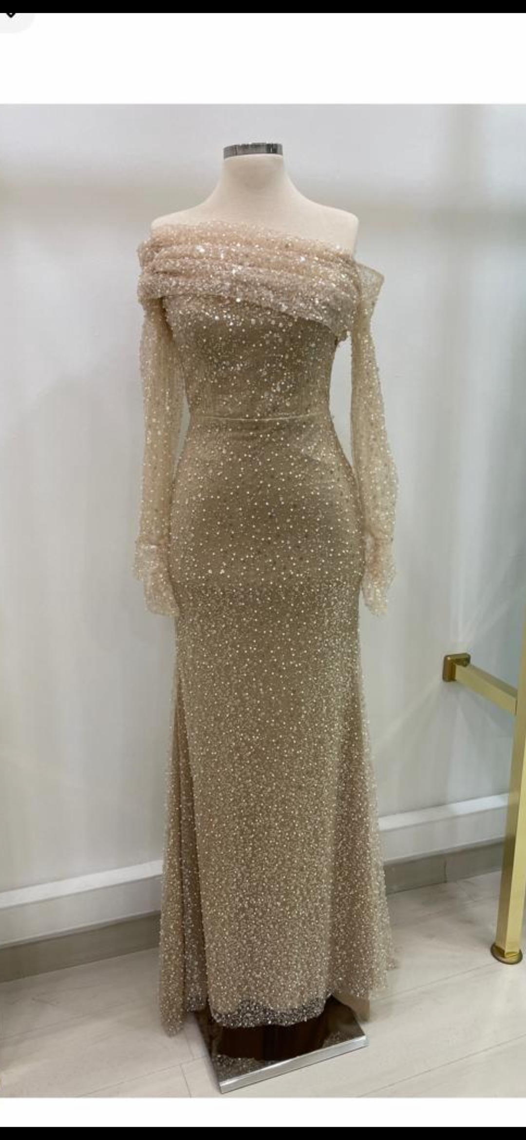 PREMIUM GOLD BEIGE EVENING DRESS