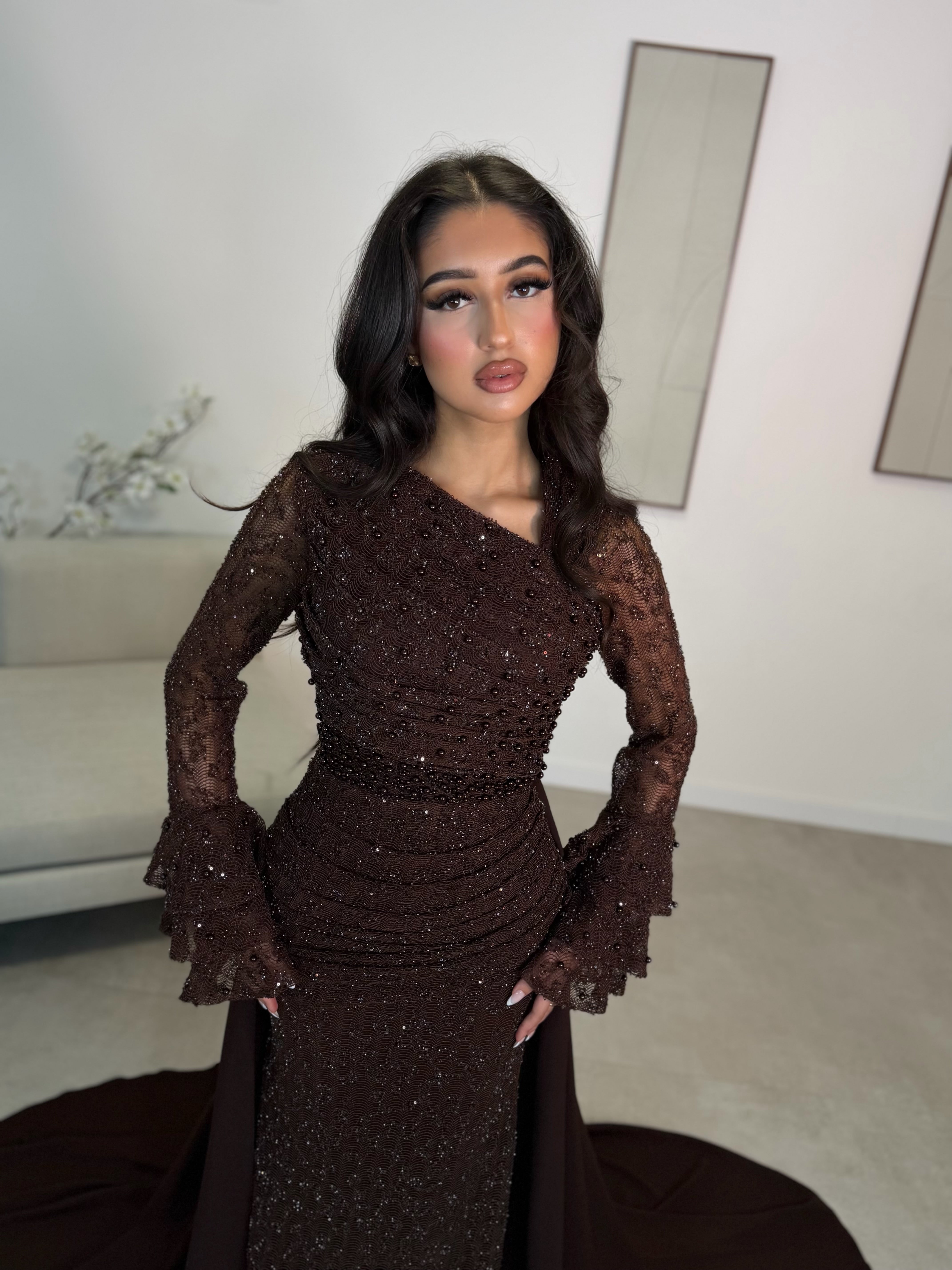 Haute Couture Aliva dress brown