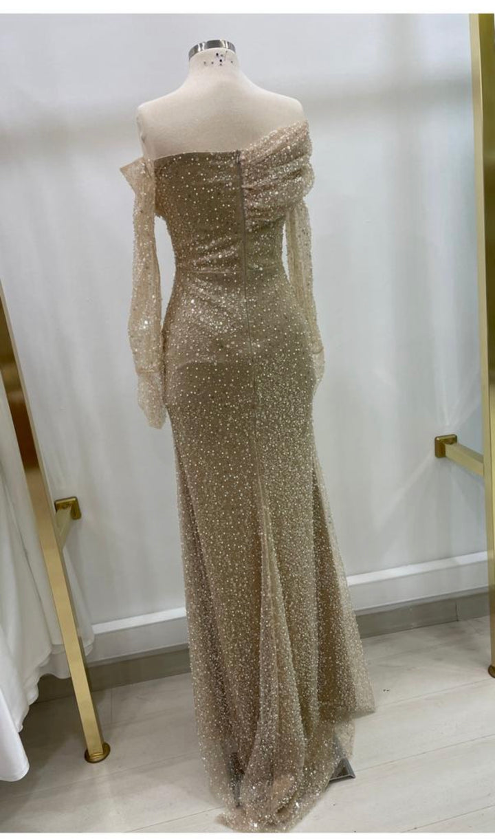 PREMIUM GOLD BEIGE EVENING DRESS