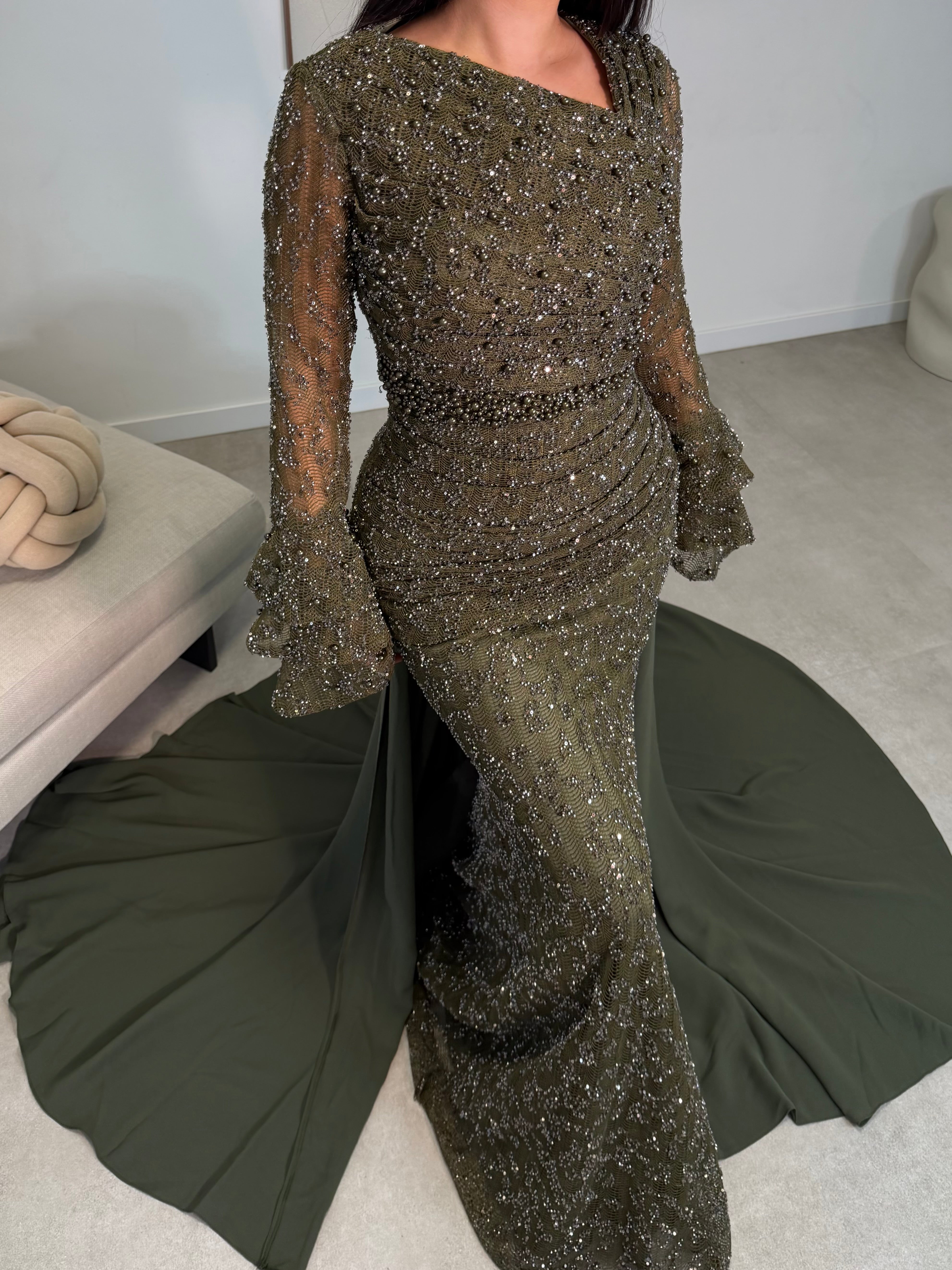 Haute Couture Aliva dress khaki