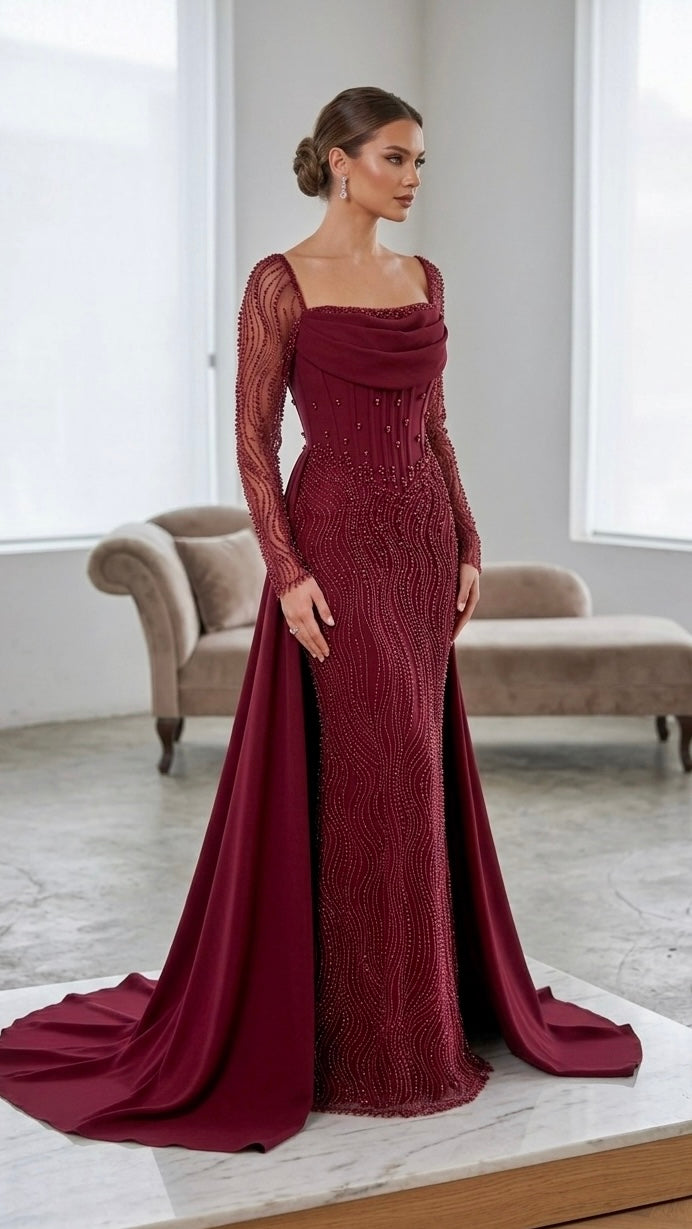 Premium Berina  dress Burgundy