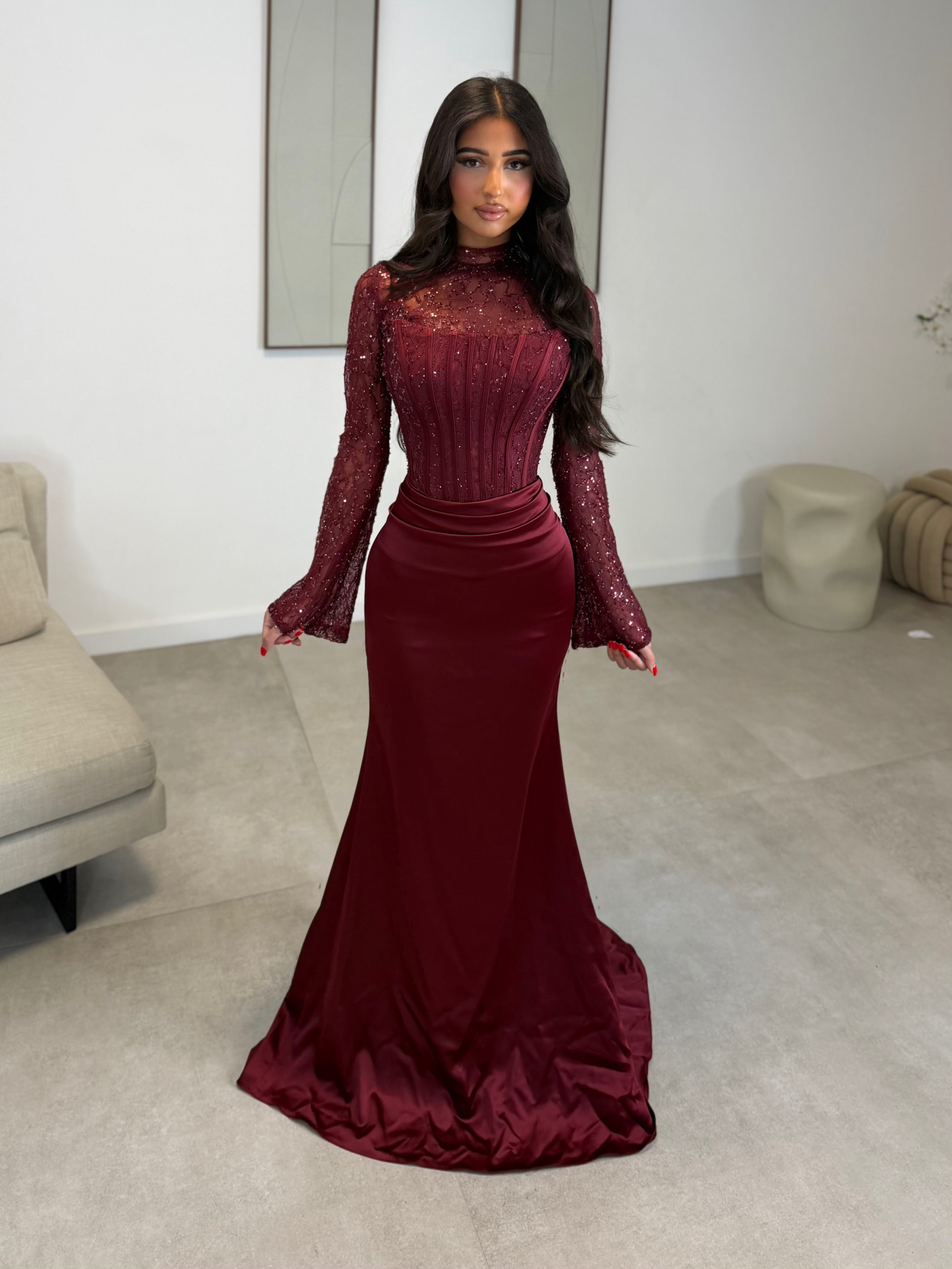 Alina dress burgundy
