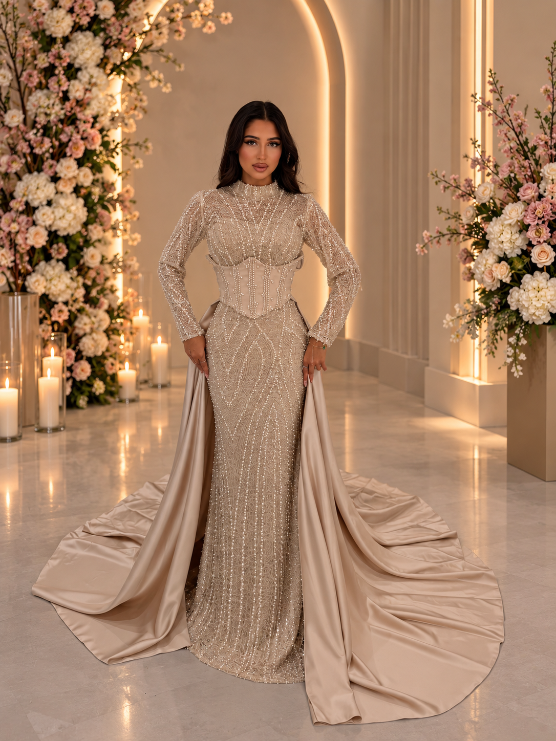 Haute Couture Yade Dress Beige