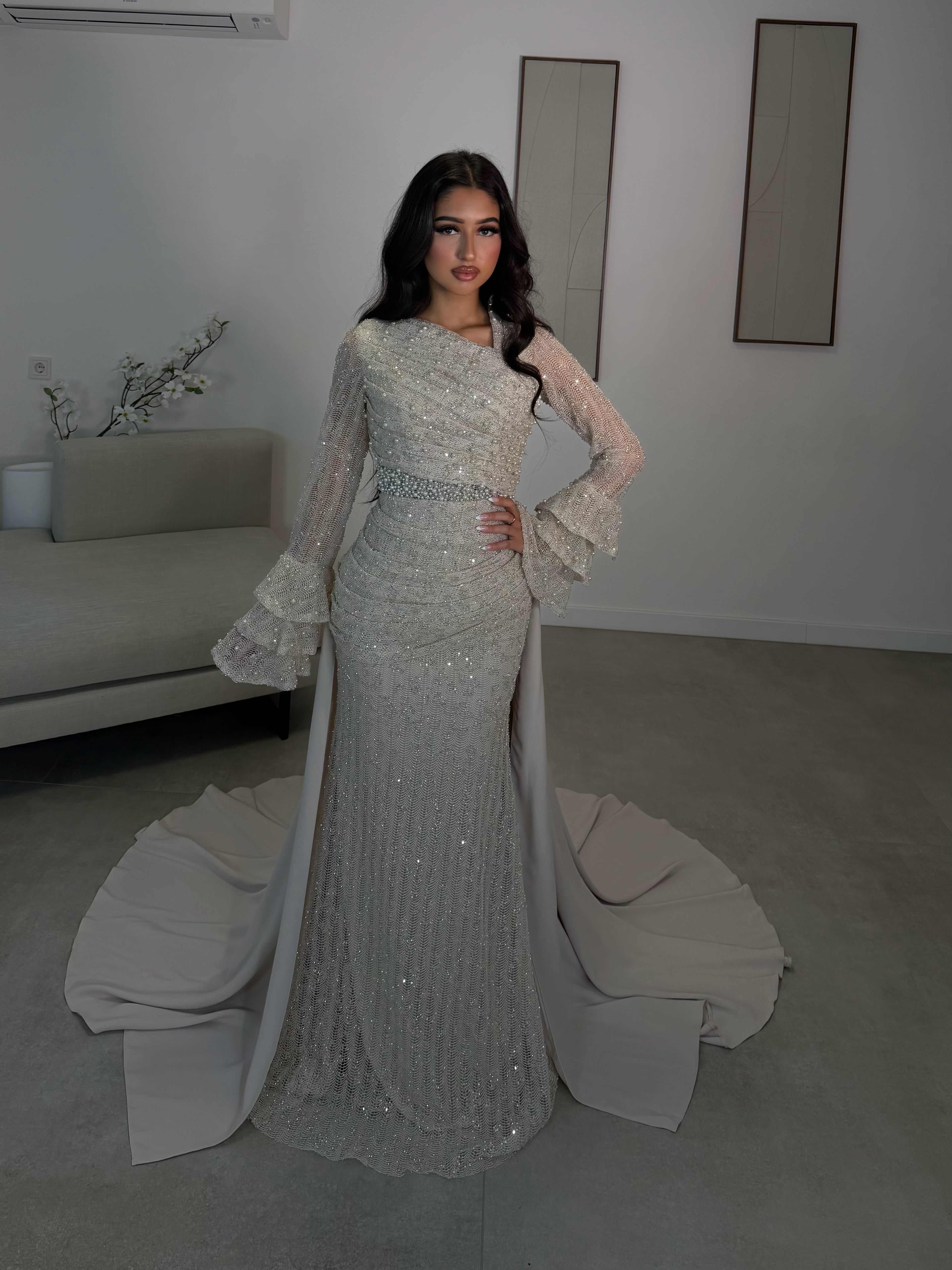 Haute Couture Aliva dress beige pre order 27 may available