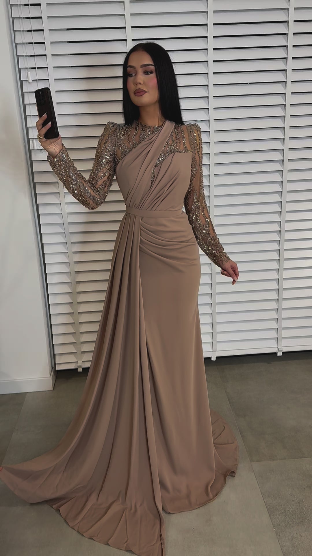 DARK BEIGE MELINDA DRESS